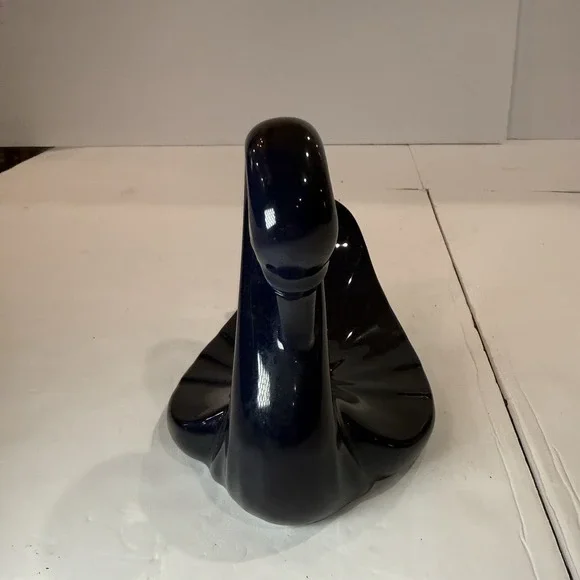 Vintage Aqua Swan Mid Century Modern Cobalt Blue Ceramic Decor Grandma Core 60s - Picture 5 of 7